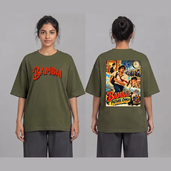 Bambai_Olive_Green_Cotton_Oversized_Graphic_T-Shirt_For_Unisex