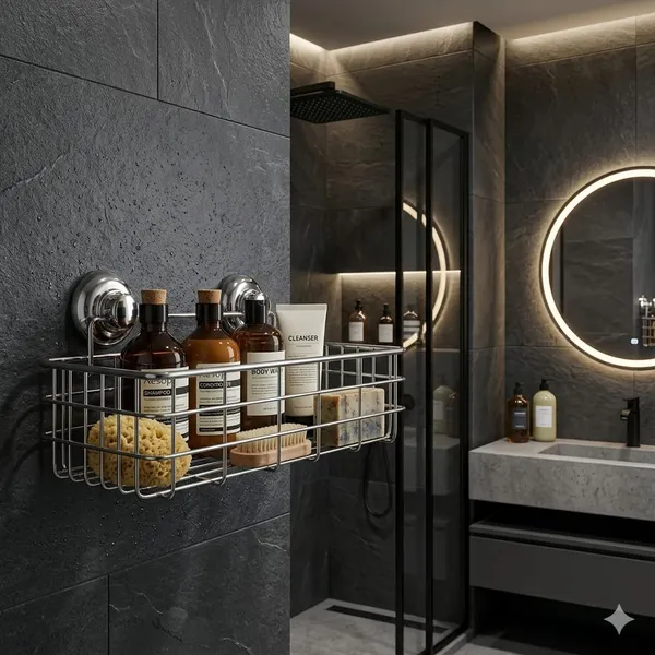 Silver_Steel_Modern_Wall_Mounted_Bathroom_Shower_Storage_Caddy