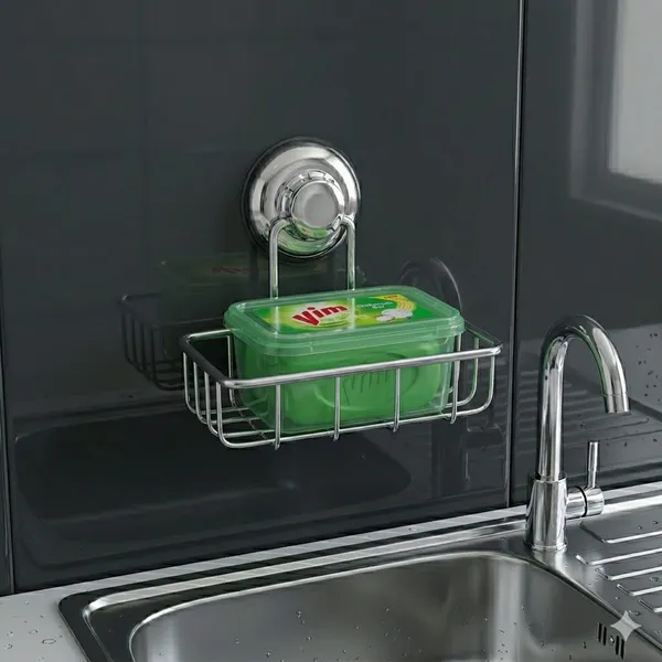 Silver_Steel_Modern_Suction_Wall_Dishwashing_Soap_Holder