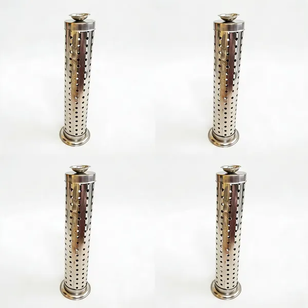 Silver_Steel_Traditional_Perforated_Incense_Stick_Holder_Pack_Of_4