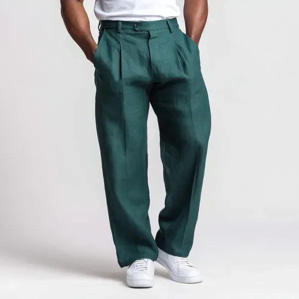 Teal_Pure_Linen_Resort_Beach_Wear_Trouser_For_Men