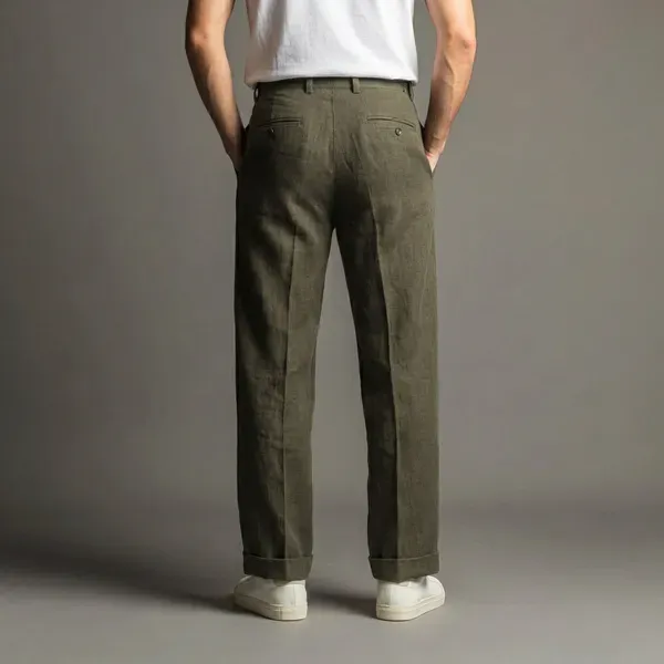 Dark_Olive_Green_Stay_Cool_Linen_Summer_Trousers_Men