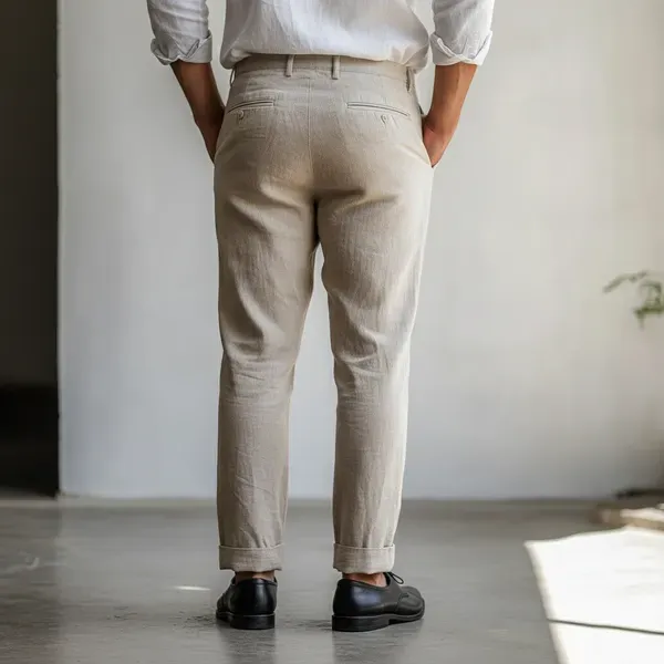 Beige_Pure_Linen_Resort_Beach_Wear_Trouser_For_Men