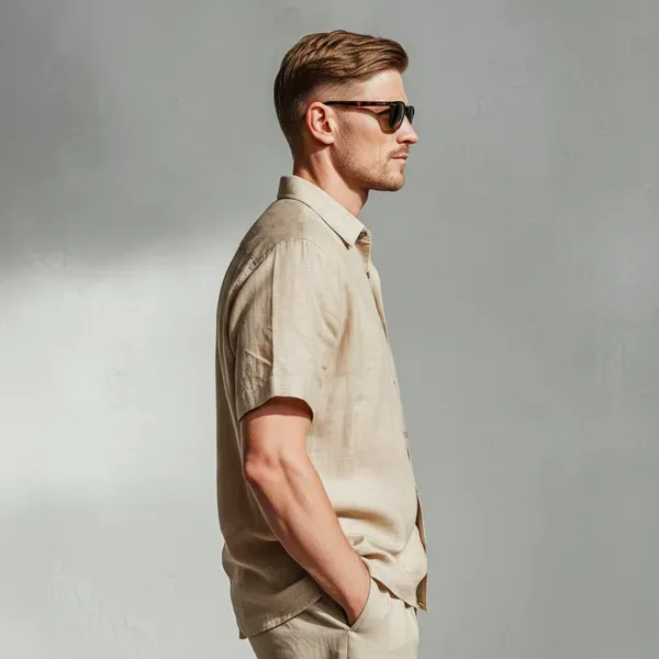 The_Classic_Light_Beige_Half_Sleeve_Linen_Shirt_Men