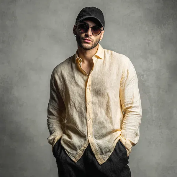 Stitchwa_Men_S_Butter_Yellow_Pure_100_Linen_Shirt