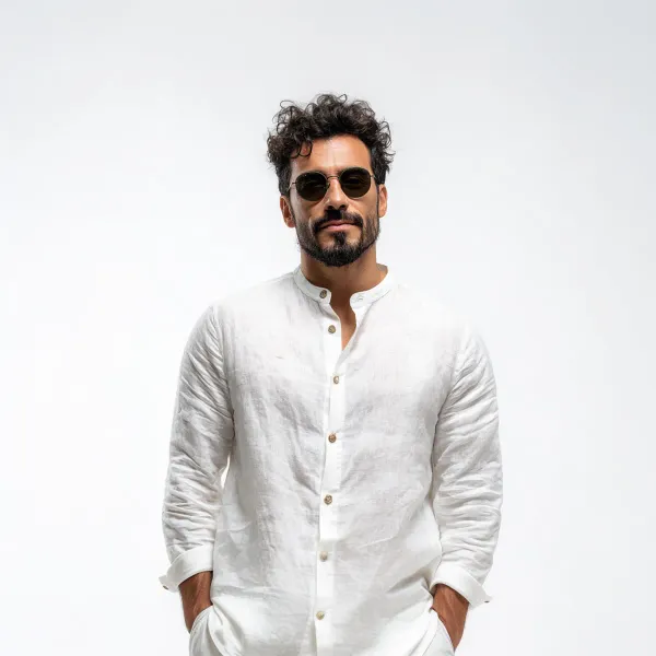 White_Pure_Linen_Shirt_For_Men