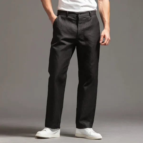 Onyx_Black_Ultra_Breathable_Pure_Linen_Trousers_Men