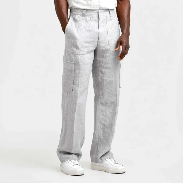 Silver_Pure_Linen_Resort_Beach_Wear_Trouser_For_Men