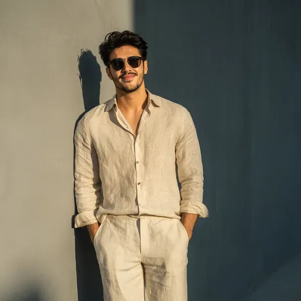Beige_Pure_Linen_Shirt_For_Men