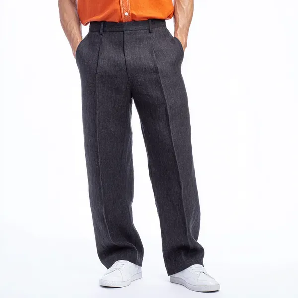 Dark_Charcoal_Gray_Pure_Linen_Resort_Beach_Wear_Trouser_For_Men