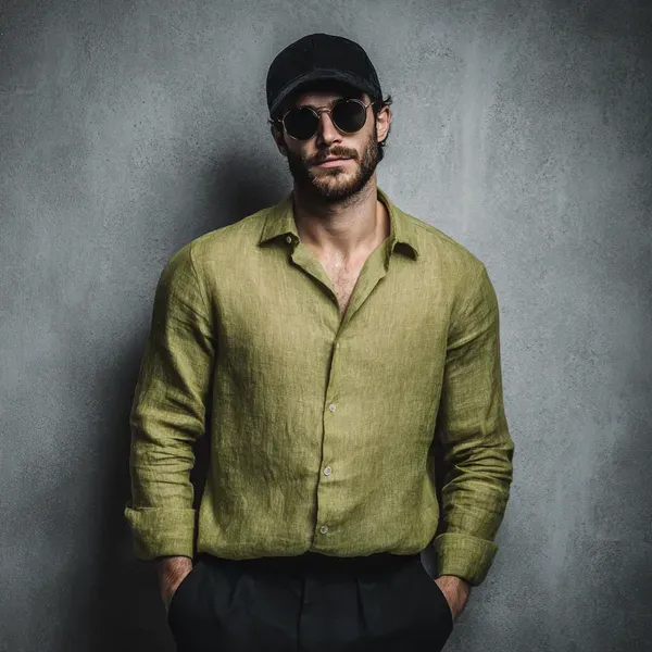 The_Essential_Rust_Moss_Pure_Linen_Shirt_For_Men_S