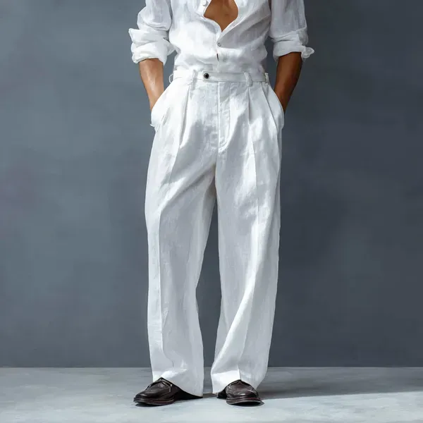 The_Linear_White_Pure_Linen_Pant_For_Men