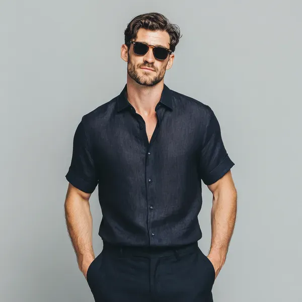 Stitchwa_S_Men_S_Navy_Blue_Half_Sleeve_Linen_Shirt