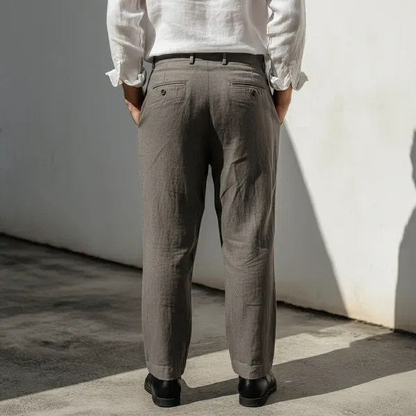 Khaki_Gray_Pure_Linen_Resort_Beach_Wear_Trouser_For_Men