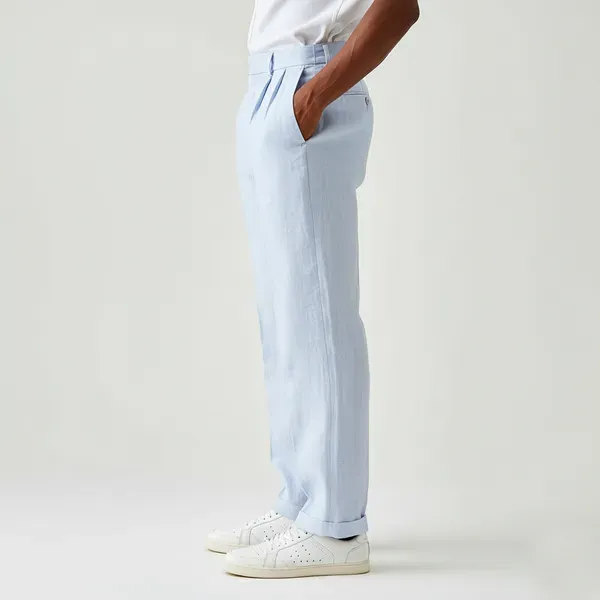 Light_Blue_Pure_Linen_Resort_Beach_Wear_Trouser_For_Men