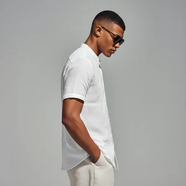 Stitchwa_White_Half_Sleeve_Linen_Shirt_For_Men