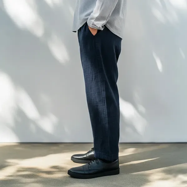 Dark_Blue_Pure_Linen_Resort_Beach_Wear_Trouser_For_Men