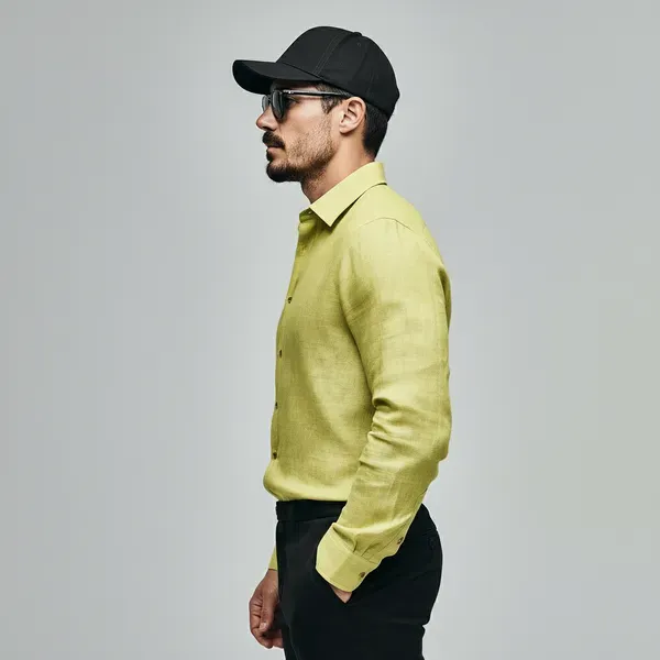 Men_S_Neon_Green_100_Pure_Linen_Shirt