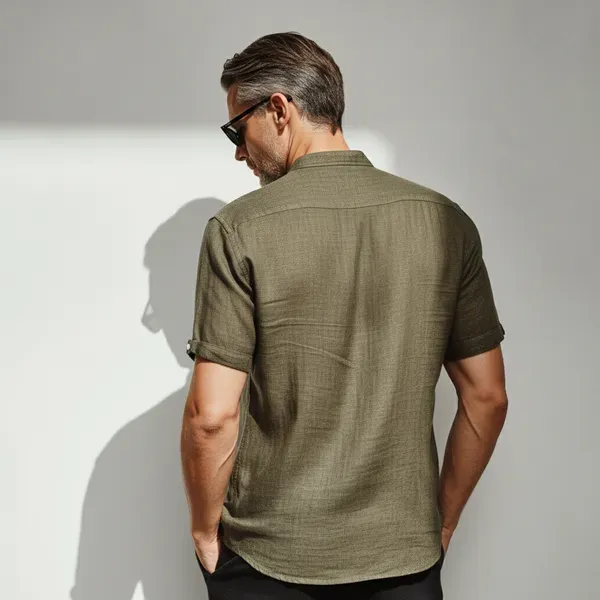 Summer_Breeze_Olive_Green_Half_Sleeve_Linen_Shirt_Men