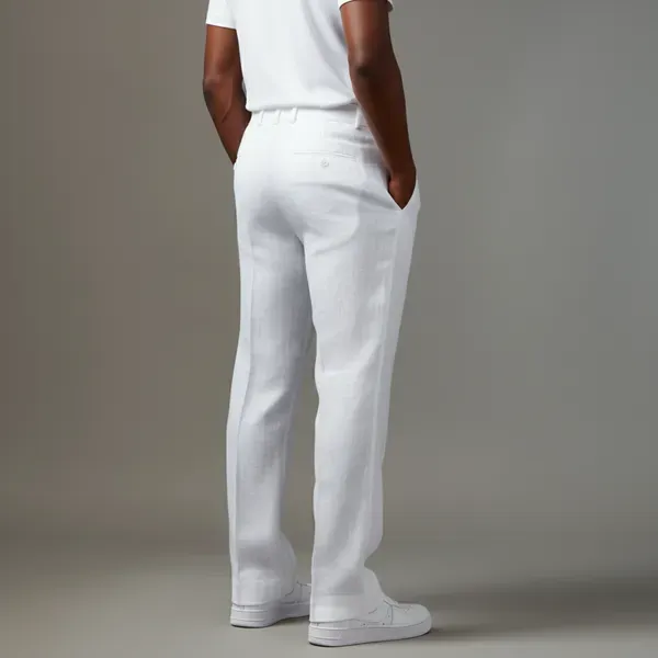 White_Pure_Linen_Resort_Beach_Wear_Trouser_For_Men