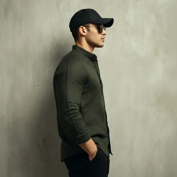 The_Essential_Dark_Green_Pure_100_Linen_Mandarin_Collar_Shirt_For_Men_S