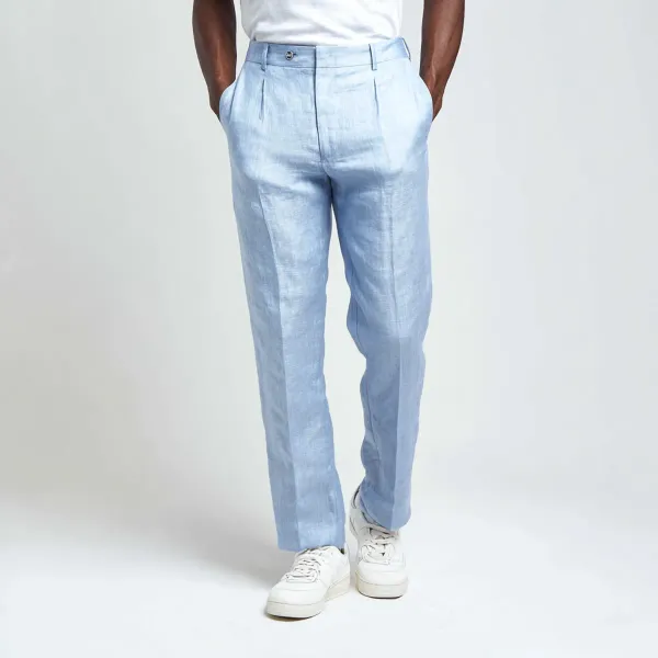 The_Linear_Carolina_Blue_Pure_Linen_Pant_For_Men