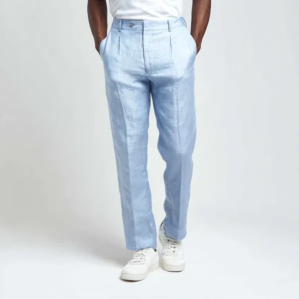 The_Linear_Carolina_Blue_Pure_Linen_Pant_For_Men