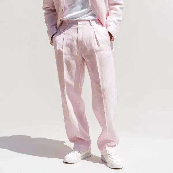 Baby_Pink_Pure_Linen_Resort_Beach_Wear_Trouser_For_Men