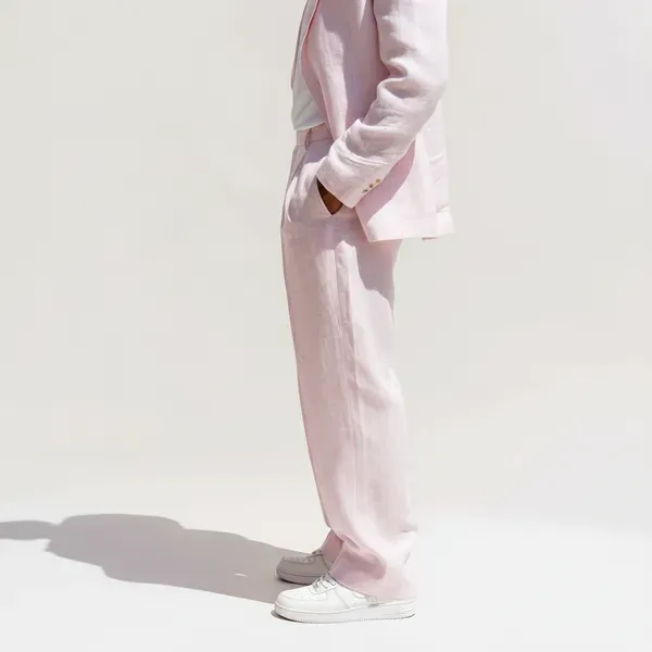 Baby_Pink_Pure_Linen_Resort_Beach_Wear_Trouser_For_Men
