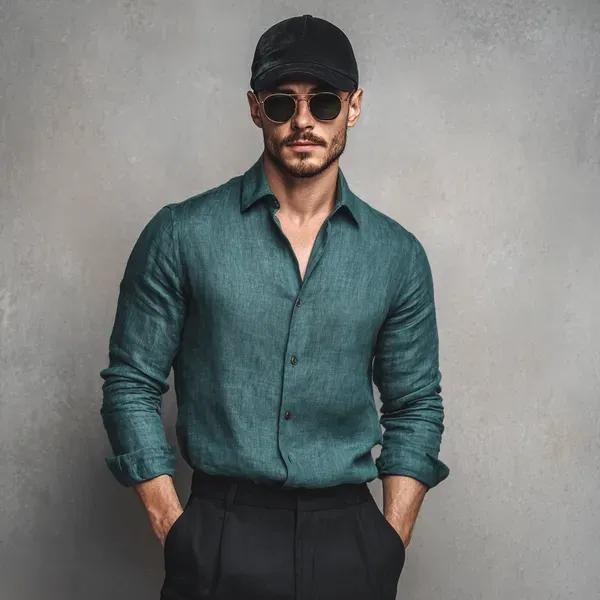Deep_Sea_Green_100_Linen_Shirt_For_Men_S