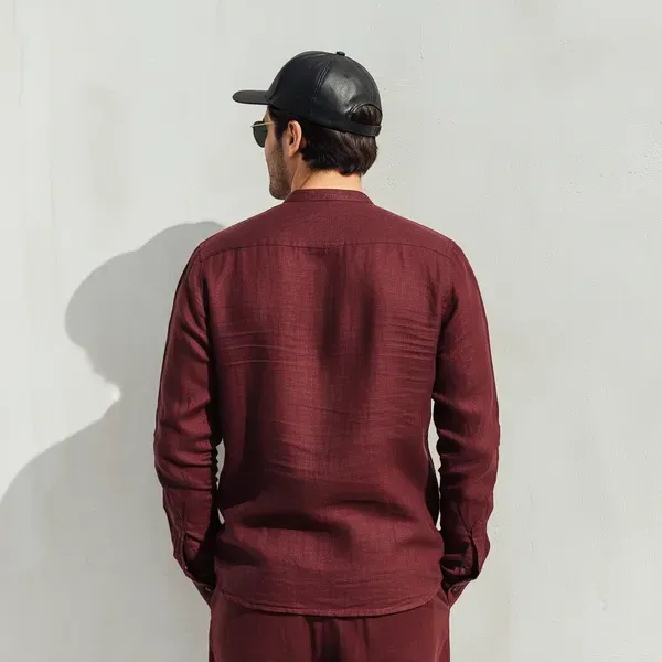 Wine_Pure_Linen_Shirt_For_Men