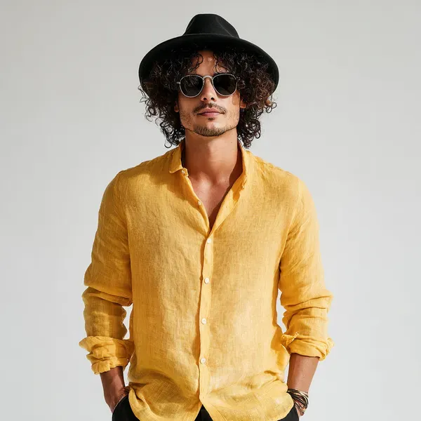 Stitchwa_Men_S_Honey_Gold_Pure_100_Linen_Shirt