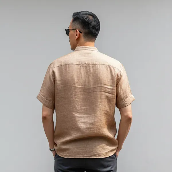 Stitchwa_S_Men_S_Medium_Brown_Half_Sleeve_Linen_Shirt