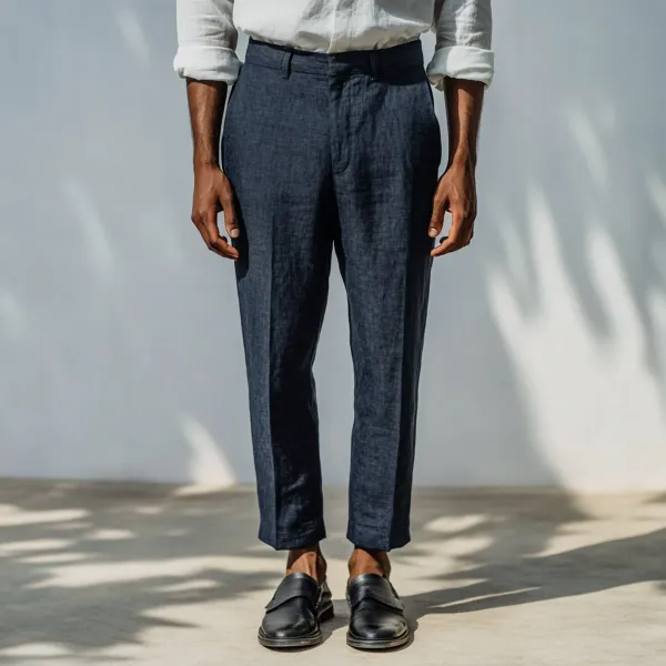 Midnight_Blue_Pure_Linen_Resort_Beach_Wear_Trouser_For_Men