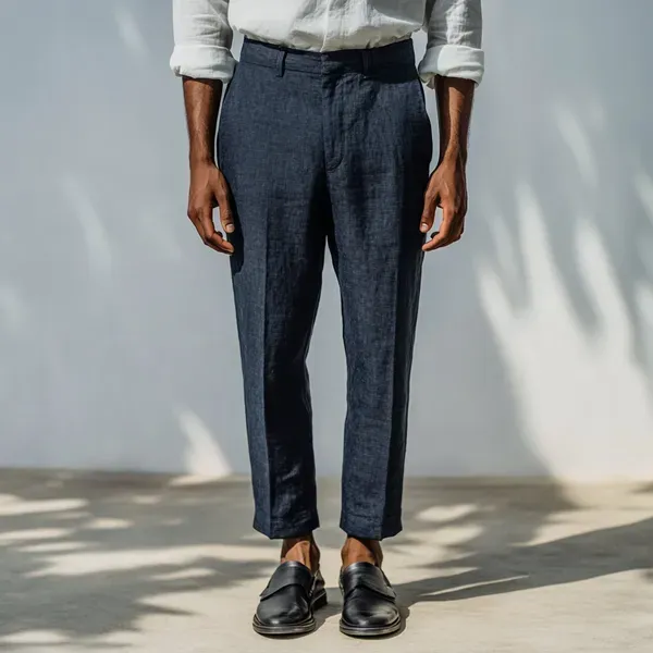 Midnight_Blue_Pure_Linen_Resort_Beach_Wear_Trouser_For_Men