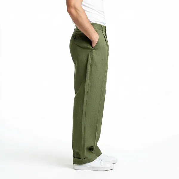Light_Olive_Green_Pure_Linen_Resort_Beach_Wear_Trouser_For_Men