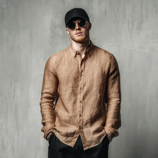 Men_S_Camel_Brown_100_Pure_Linen_Shirt