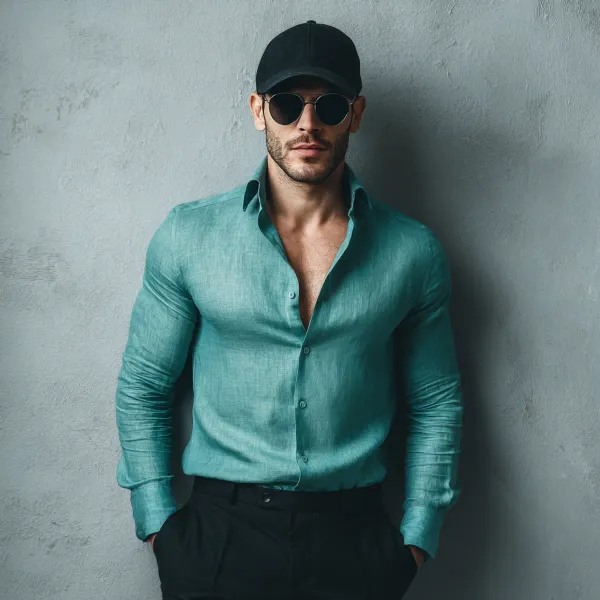 Stitchwa_Men_S_Teal_Green_Pure_100_Linen