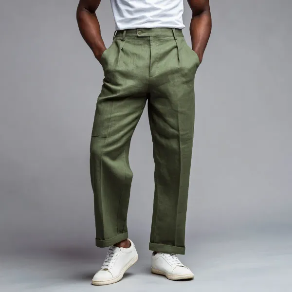 Light_Olive_Pure_Linen_Resort_Beach_Wear_Trouser_For_Men