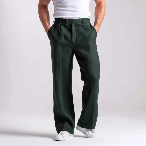 Forest_Green_Pure_Linen_Resort_Beach_Wear_Trouser_For_Men