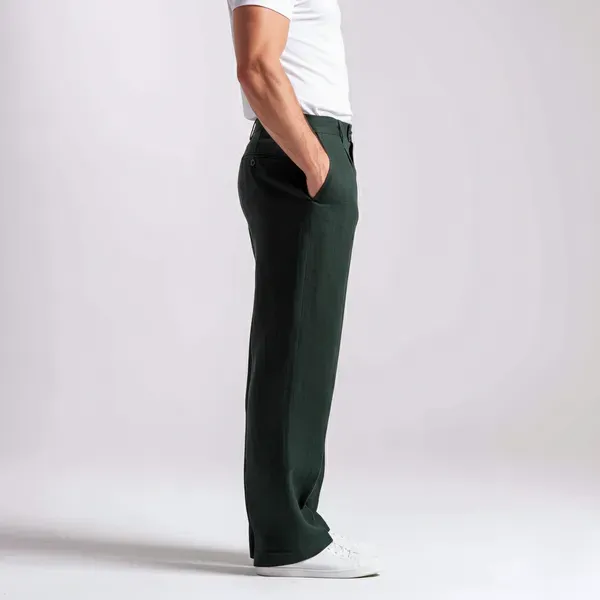 Forest_Green_Pure_Linen_Resort_Beach_Wear_Trouser_For_Men
