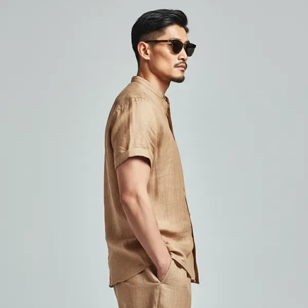 Lightweight_Half_Sleeve_Camel_Brown_Linen_Shirt_Men