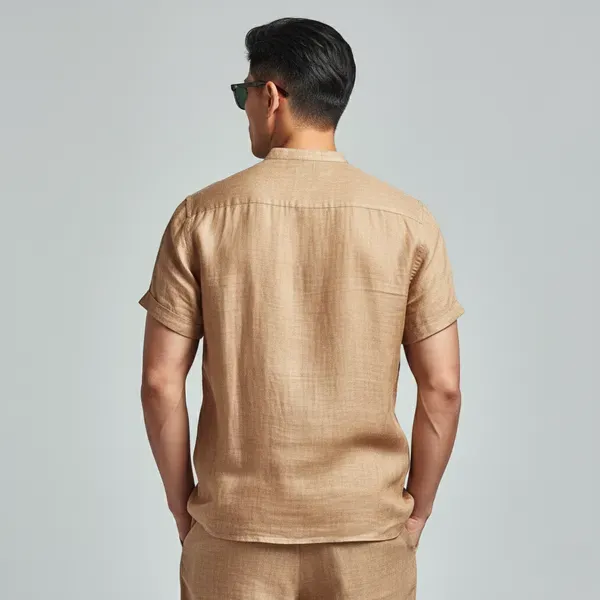 Lightweight_Half_Sleeve_Camel_Brown_Linen_Shirt_Men