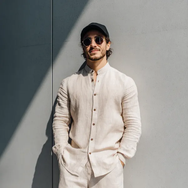 Ivory_Beige_Pure_Linen_Shirt_For_Men