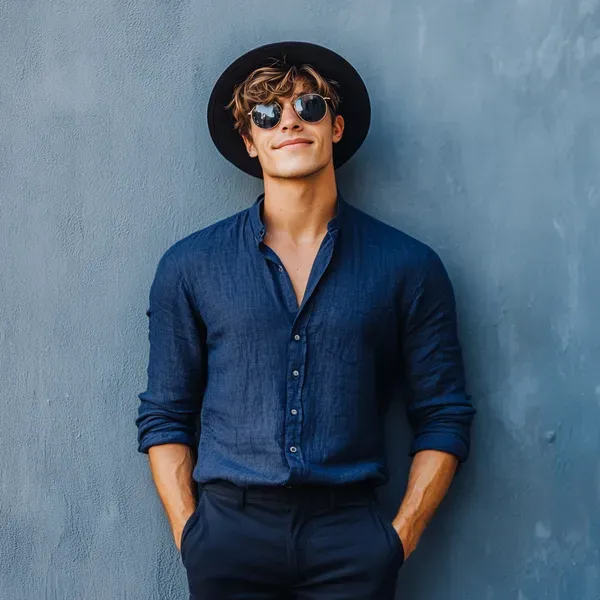Navy_Blue_Pure_Linen_Shirt_For_Men