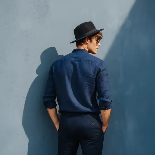 Navy_Blue_Pure_Linen_Shirt_For_Men