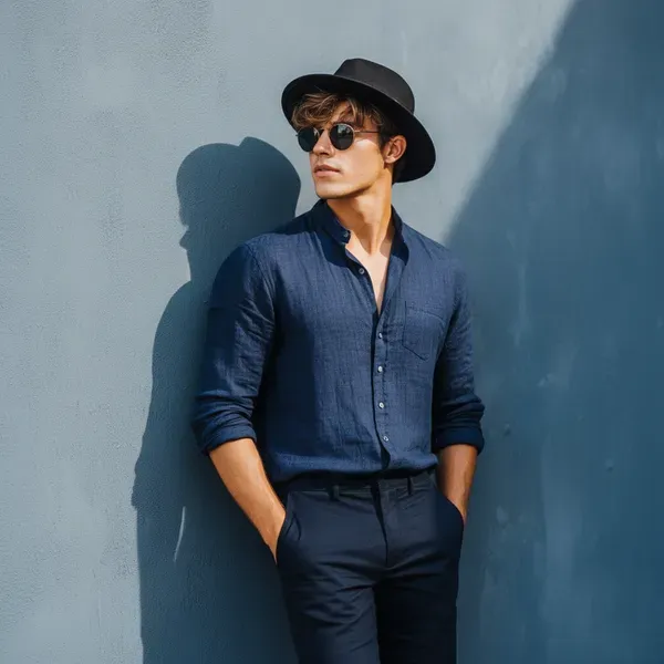 Navy_Blue_Pure_Linen_Shirt_For_Men