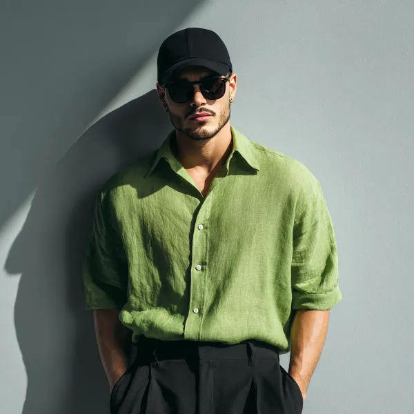 Stitchwa_Men_S_Mint_Green_Pure_Linen_Shirt