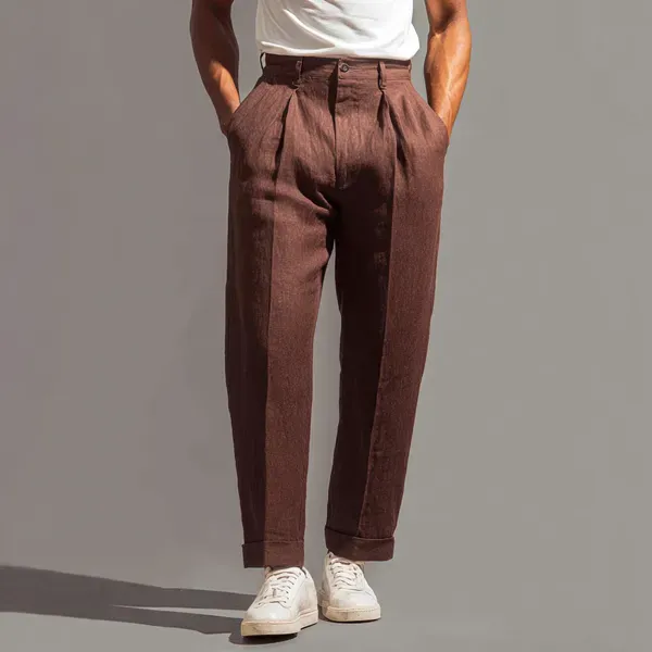 Chocolate_Brown_Ultra_Breathable_Pure_Linen_Trousers_Men