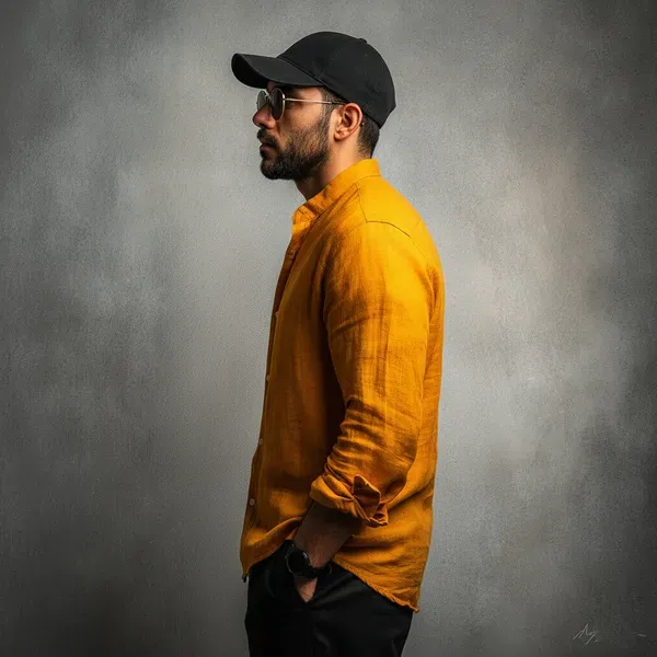 Classic_Turmeric_Orange_Pure_Linen_Mandarin_Collar_Shirt_For_Men_S